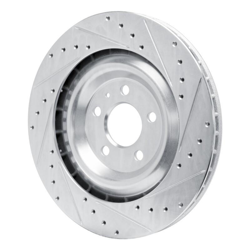 Porsche Macan Brake Rotor (1) - Rear Right - R1 Concepts - Drilled & Slotted - Silver - `15-`18